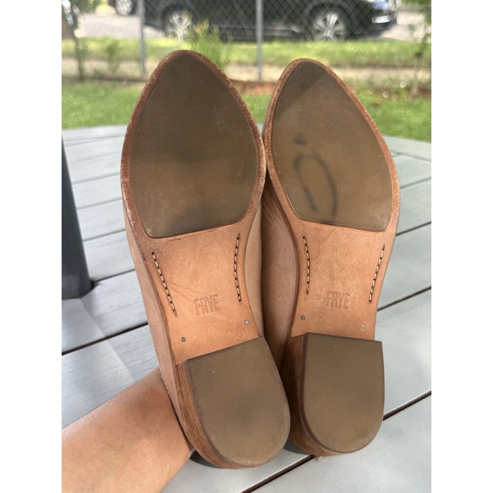 Frye Ray Leather Mules Womens Size 9.5 M Tan Natural Slip On Clogs Flat Shoes - Picture 12 of 13